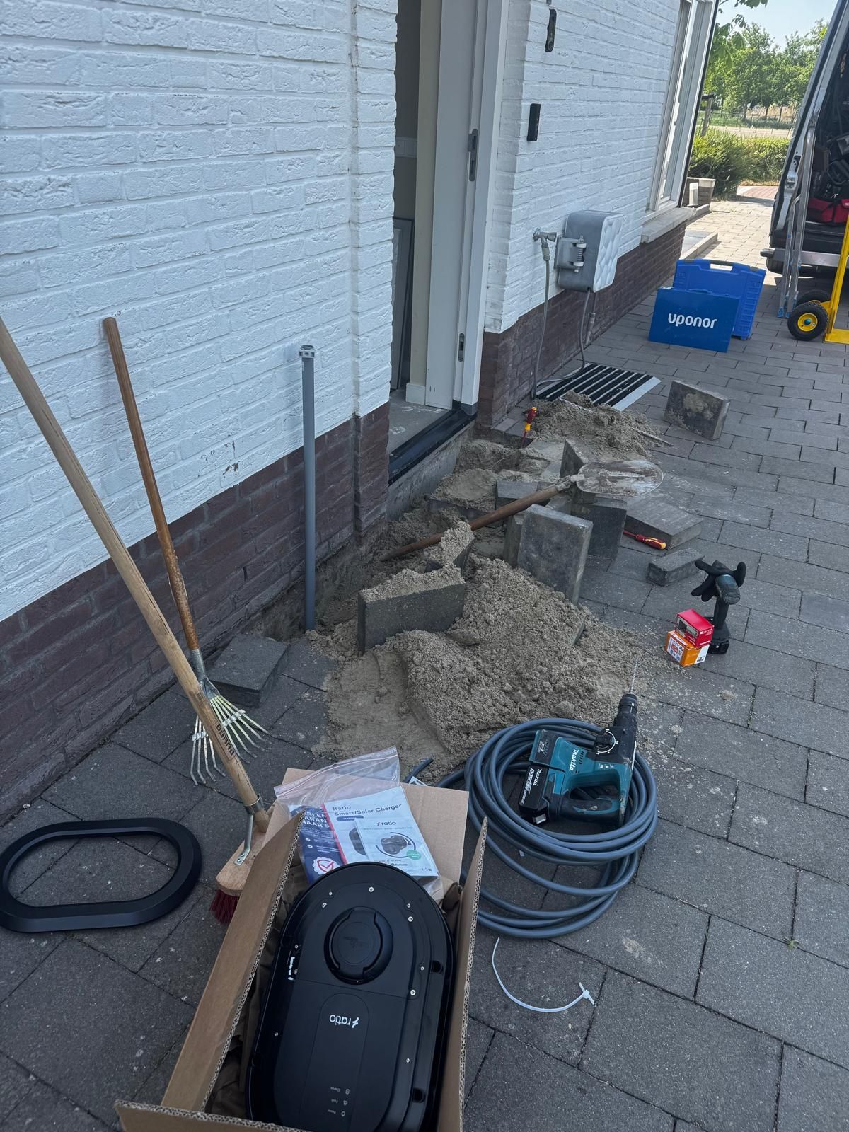 Graafwerk voor de kabel van een laadpaal