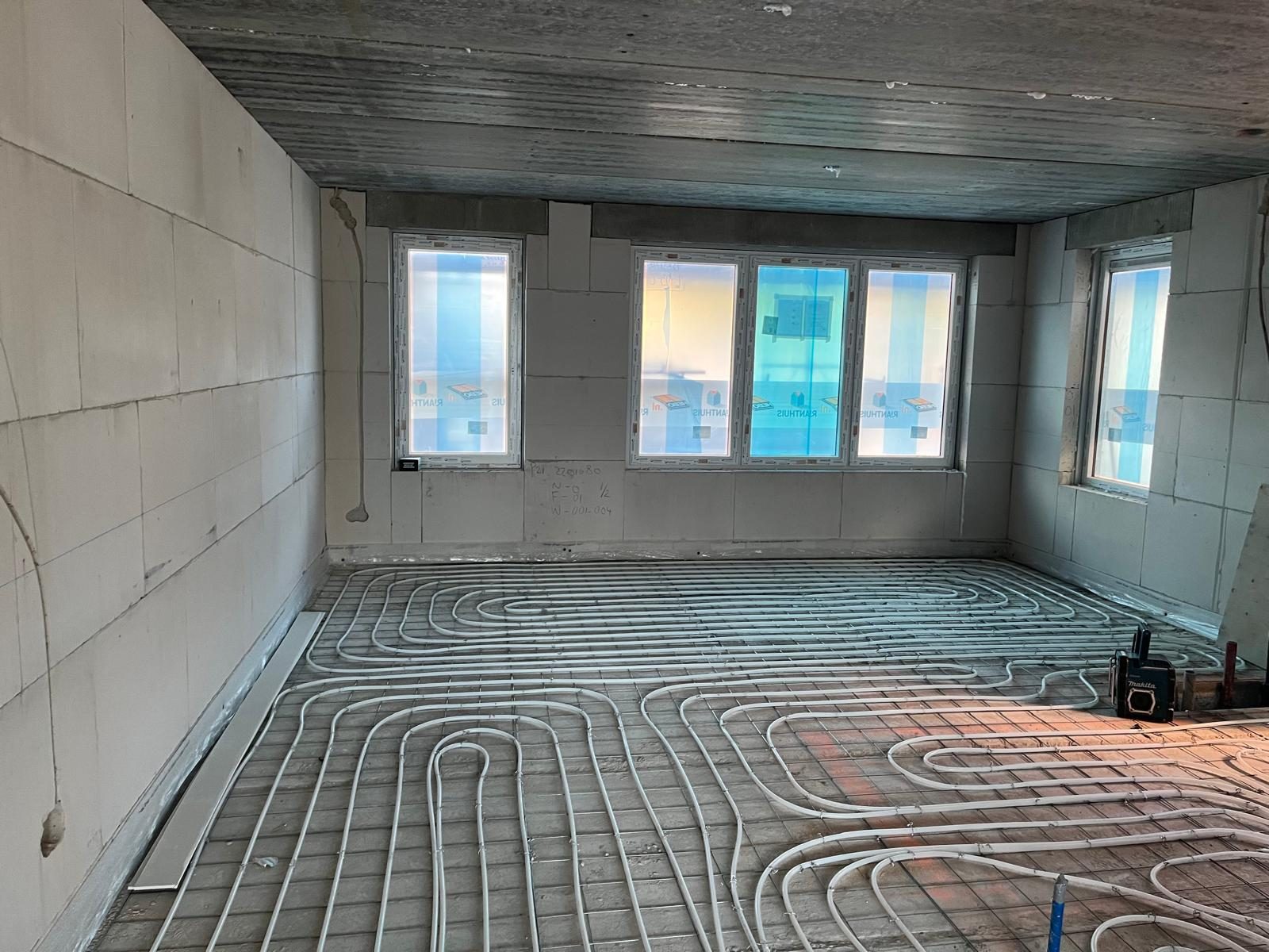Vloerverwarming gelegd in een nieuwbouwwoning