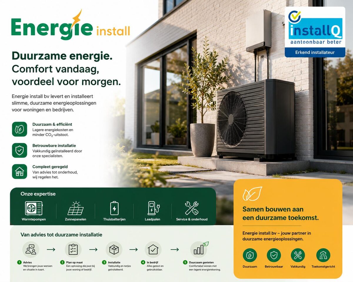Energie Install, duurzame energie, comfort vandaag en voordeel voor morgen